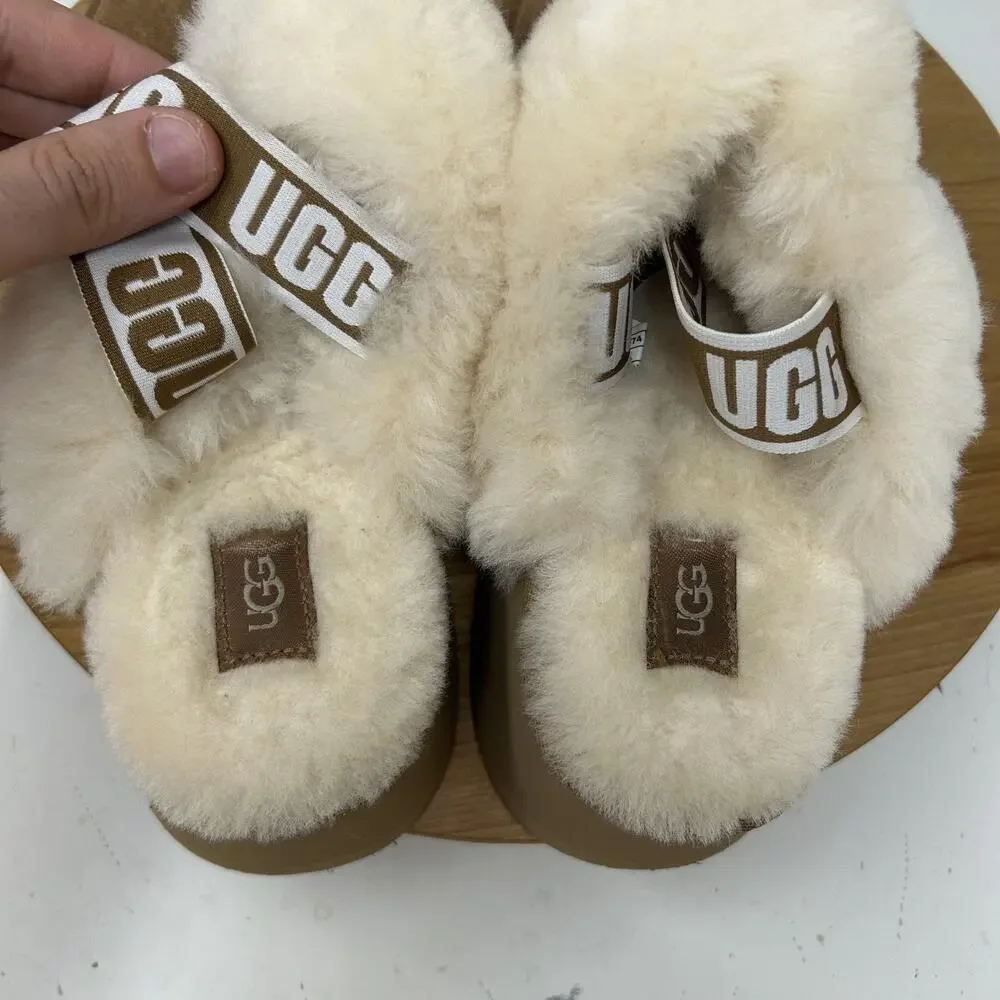 Ugg Shoes Womens 9 Funkette Platform Clog Slippers Chestnut Brown Slip On Cozy